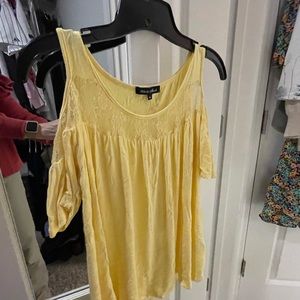 Yellow cold shoulder shirt